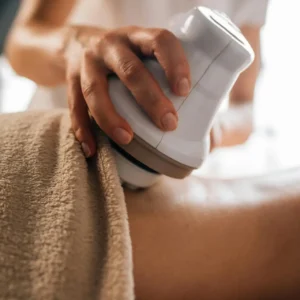 Close-up of a professional electronic massage therapy session promoting relaxation and self-care.